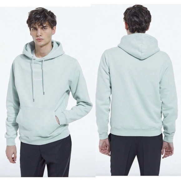 THE KOOPLES LOGO MEN’S HOODIE WITH LOGO ON THE CHEST SEA GREEN NEW Size Large